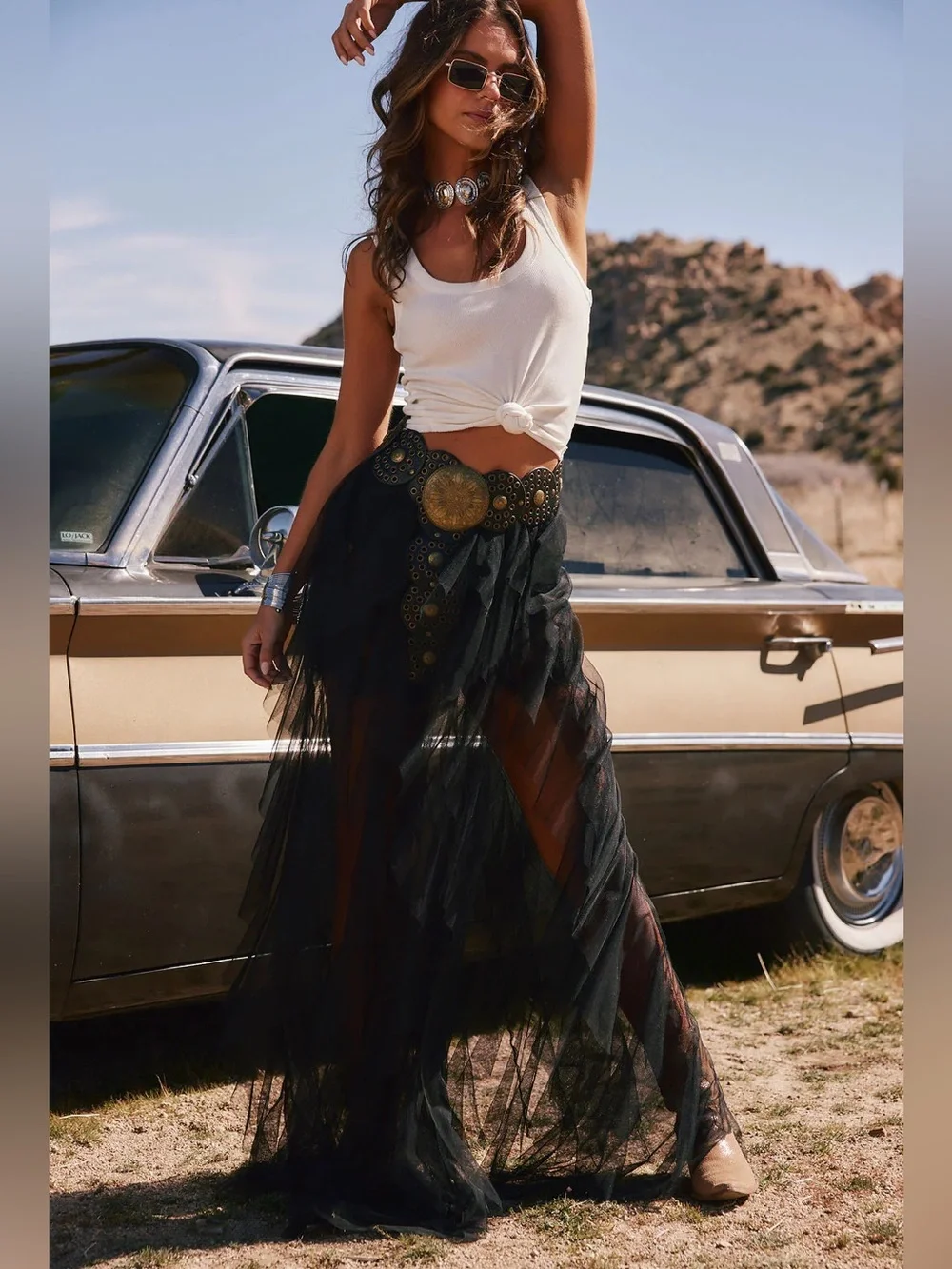 Rosalie Rock Black Tulle Maxi Skirt - Picture 1 of 9